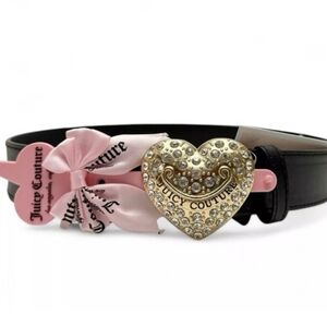 🖤▪️Juicy Couture▪️ Blavk Belt with rhinestone glitter Heart Buckle Size S/M